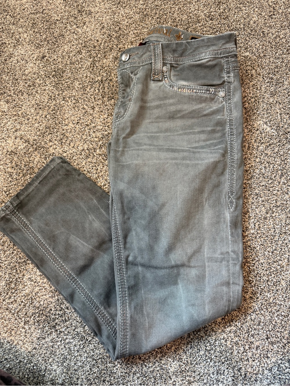 Rock Revival Gray Crop Jeans